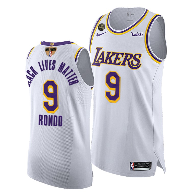 Men's Los Angeles Lakers Rajon Rondo #9 NBA BLM Social justice Authentic 2020 G3 Finals White Basketball Jersey BYG0483GH